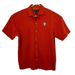 Tommy Bahama Golf Shirt Button Down Polo Short Sleeve Relaxed Mens Size L Orange